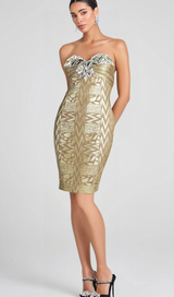 DAPHNE CRYSTAL EMBELLISHED SLEEVELESS STRAPLESS MINI DRESS