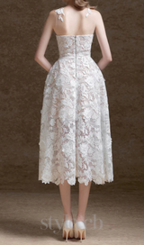 erica floral lace midi dress in white