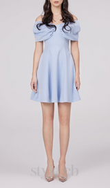 BUTTERFLY SLEEVE MINI DRESS IN BLUE