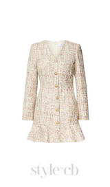 EARTHA MULTICOLOR BEADED BUTTON MINI DRESS