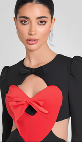 HEART BOW CUTOUT MINI DRESS