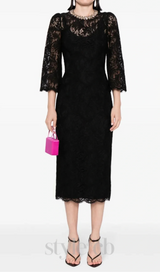 Acotas Lace Crystal-embellished Midi Dress in Black