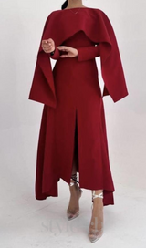 zenobia shawl slit maxi dress in red