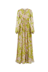 selena floral lace up puff sleeve maxi dress