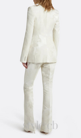 jacquard double-breasted blazer suit in ivory