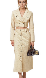 Karine white fringed jacket & skirt matching set