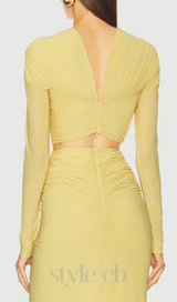 cut out bodycon bandage maxi dress in yellow