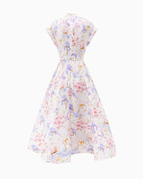 multicolor floral print a-line midi dress