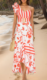 RUFFLE PRINTED SWIMSUIT AND SKIRT SET