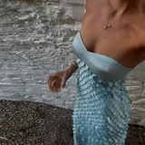 iris Lace sequin backless maxi dress in blue