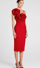 HUGE FLOWERS BANDAGE MIDI DRESS