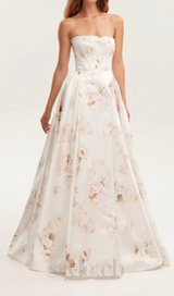 LETITIA PINK PEONY STRAPLESS MAXI DRESS