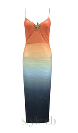 GRADIENT COLOR STARFISH SEQUIN MIDI DRESS
