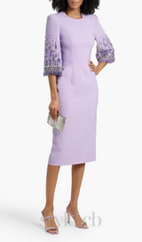 bergman embellished crepe midi dress in lavender