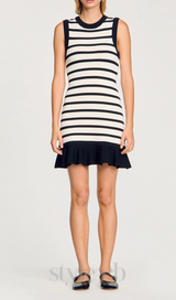 striped knit mini dress