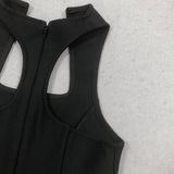 Sleeveless collarless bandage mini dress in black