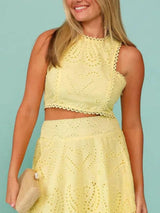 Eyelet Lace Top and Maxi Skirt Set