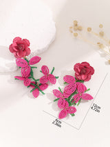 Cybele Rose Red Flower Earrings
