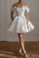 molly Detachable Straps mini Dress in Light Ivory