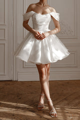 molly Detachable Straps mini Dress in Light Ivory