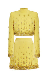 Crystal-Embellished Suit Set In Yellow