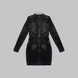 BLACK CUTOUT DIAMONDS MINI DRESS