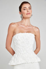 georgia 3d flower top pants set in white