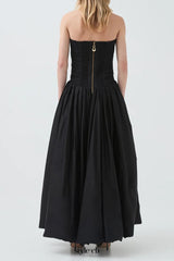 nancy Bubble Hem Maxi Dress in black
