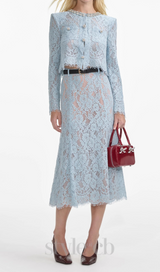 carol lace embellished top in blue