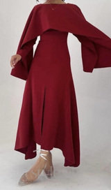 zenobia shawl slit maxi dress in red