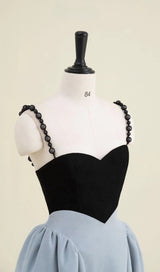 SPANDEX STITCHING MINIMALIST DRESS IN BLACK AND BLUE