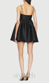 stephanie crystal embellished mini dress in black
