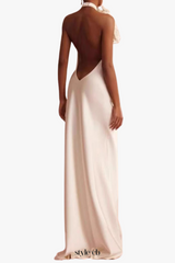 sherry Halterneck Floral Applique Maxi Dress in white