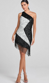 AGLAIA ONE SHOULDER SEQUIN DRESS