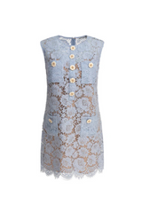 eunice hollow pencil Lace mini Dress in blue