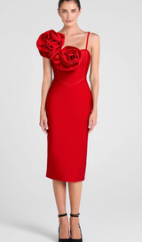 HUGE FLOWERS BANDAGE MIDI DRESS
