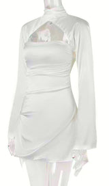 SATIN MINI DRESS IN IVORY