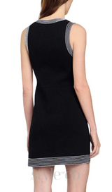 SALLY STRIPE TRIM EMBELLISHED BLACK MINI DRESS