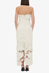 louise Appliqué Bustier Maxi Dress in white