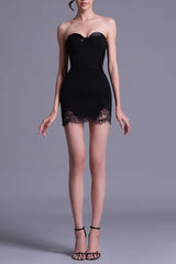 sherry black Cord Lace Bustier Mini dress