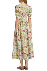 tobey Ischia Floral Smocked Midi Dress