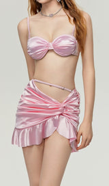 Drexel Pink Ruched Three-Piece Swimsuit