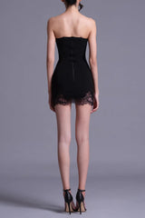 sherry black Cord Lace Bustier Mini dress