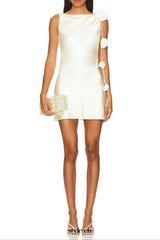 cheryl 3D flowers Sleeveless mini dress in white