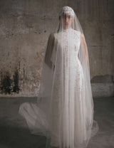 tina Embroidered lace sleeveless maxi dress in white