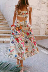 molly Linen pattern tank top midi sundress