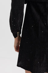 venus black Contrasting Stitching Detail Ribbed Dress