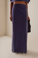 purple Asymmetrical cropped top velvet skirt two-piece set