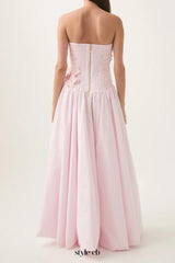 nancy Bubble Hem Maxi Dress in Pastel pink