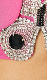 EMBELLISHED BUTTERFLY CROPPED BLAZER IN PINK